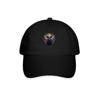 Deer Power Animal & Flowers, Festival du village de chemises traditionnelles - Casquette classique - noir/noir - Devant
