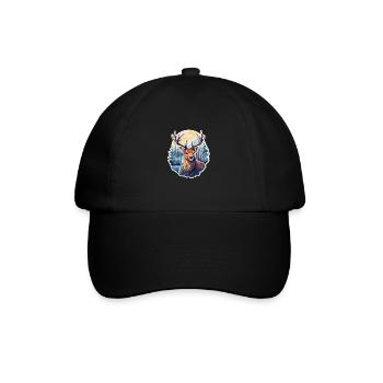 Deer in winter landscape - Baseball Cap - black/black - Front