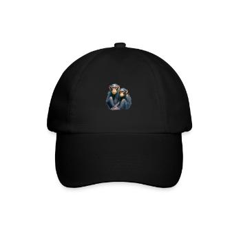 Niedlicher Affe für Kinder für Kinder - Baseballkappe - Schwarz/Schwarz - Vorne