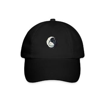 Yin Yang Katzen Katzenkunst für einen - Baseballkappe - Schwarz/Schwarz - Vorne