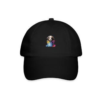 Niedlicher Hund Farbeimer für einen Hundebesitzer - Baseballkappe - Schwarz/Schwarz - Vorne