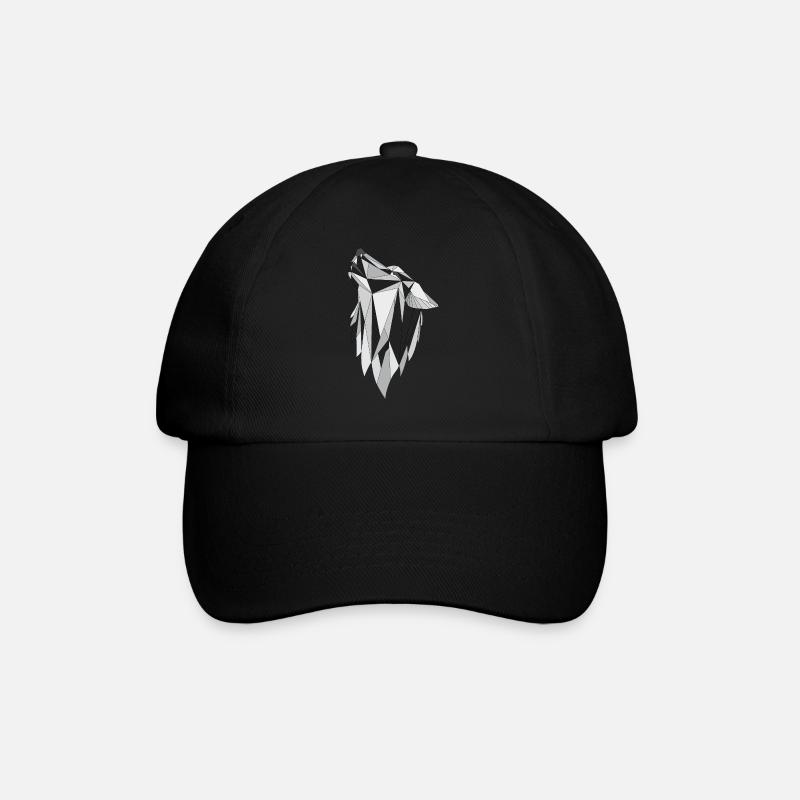 Geometrie Wolf grau - Baseballkappe - Schwarz/Schwarz