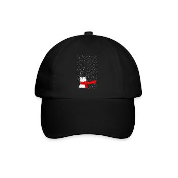 Schneekatze (weiß) - Baseballkappe - Schwarz/Schwarz - Vorne