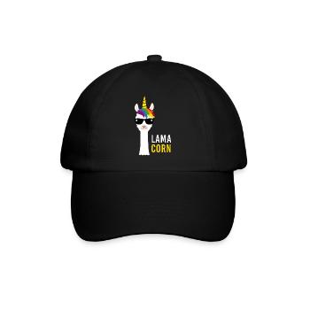 Lama Lamacorn Einhorn Geschenk Regenbogen - Baseballkappe - Schwarz/Schwarz - Vorne