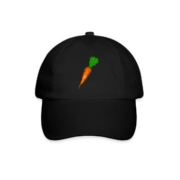 Karotte | Bestseller, Hase, Vegan, Vegetarier - Baseballkappe - Schwarz/Schwarz - Vorne