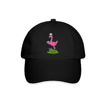 Flamingo Koch Servierglocke Kochen - Baseballkappe - Schwarz/Schwarz - Vorne