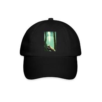 Cool Comic Portrait of a Sloth with sunglasses - Baseball Cap - black/black - Front