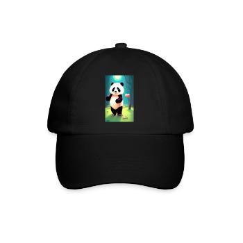 Panda cooles Porträt Zeichnung Nahaufnahme cool süß - Baseballkappe - Schwarz/Schwarz - Vorne
