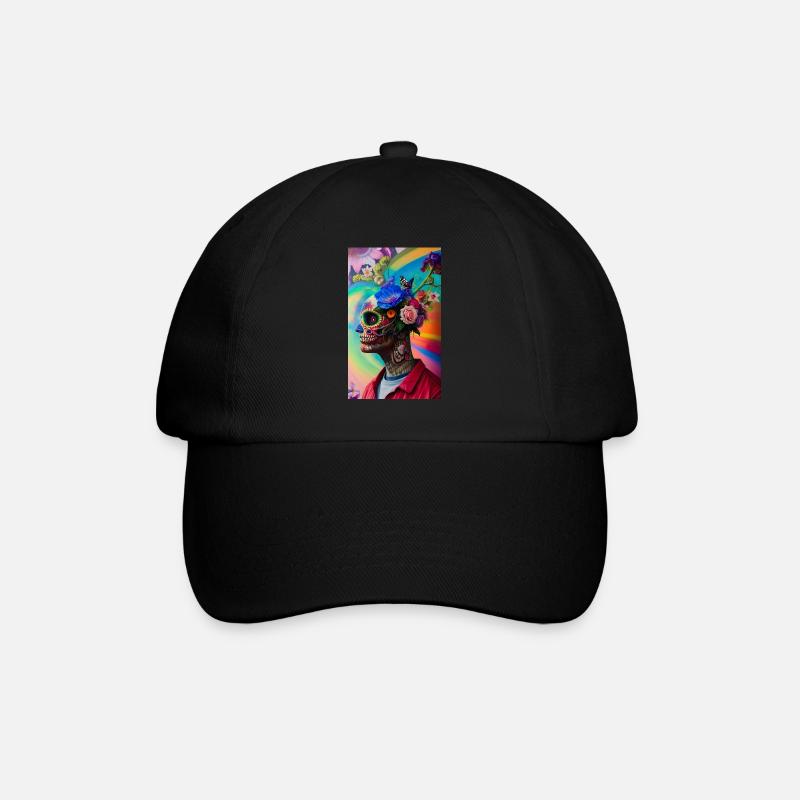 ŒUVRE Flower Skull Head Guy - Casquette classique - noir/noir