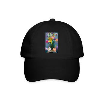 Flowers Bursting from a Book - Baseball Cap - black/black - Front