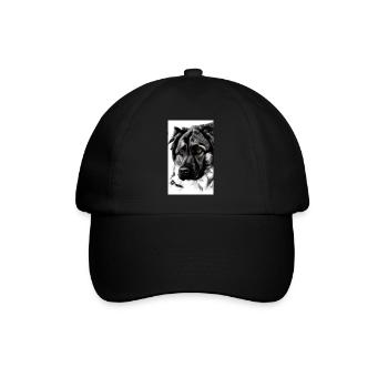 Black and White Dog Sketch - Baseball Cap - black/black - Front