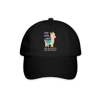 Lebe Liebe Lache wenn das nicht Alpaka Sprüche - Baseballkappe - Schwarz/Schwarz - Vorne