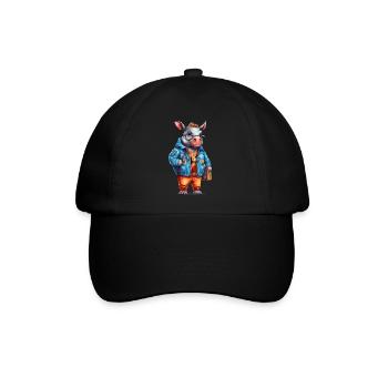 Dessin animé Mignon Rhinocéros - Casquette classique - noir/noir - Devant