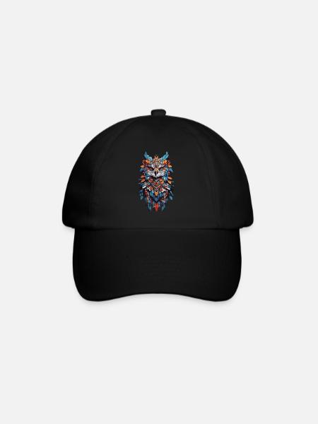 Spiritueller Falken Feder Mandala Bohemian Spirit - Baseballkappe - Schwarz/Schwarz
