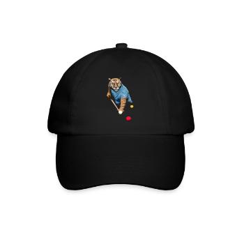 CAT PLAYING SNOOKER, BILLIARDS, POOL SNOOKER TIGER - Baseball Cap - black/black - Front