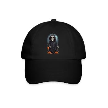 Cartoon Skeleton Grim Reaper Halloween Design - Baseball Cap - black/black - Front