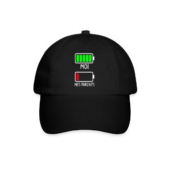Batterie Moi et mes Parents - Cadeau naissance - Casquette classique - noir/noir - Devant