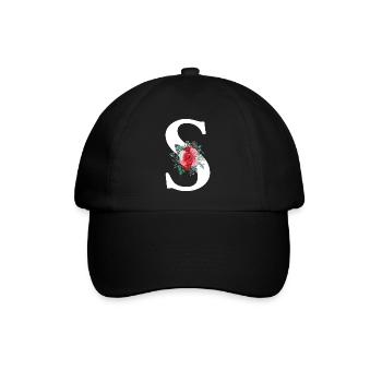 Lettre S floral rouge - Casquette classique - noir/noir - Devant