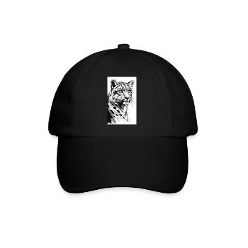 Schneeleopard | Leopard | Raubtier - Baseballkappe - Schwarz/Schwarz - Vorne