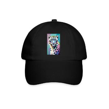 Schneeleopard | Leopard | Raubtier - Baseballkappe - Schwarz/Schwarz - Vorne