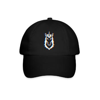 Glitch Einhorn – Magie & Trend - Baseballkappe - Schwarz/Schwarz - Vorne