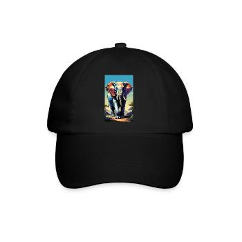 Elefant | Wildtier | Afrika | Kindermotive - Baseballkappe - Schwarz/Schwarz - Vorne