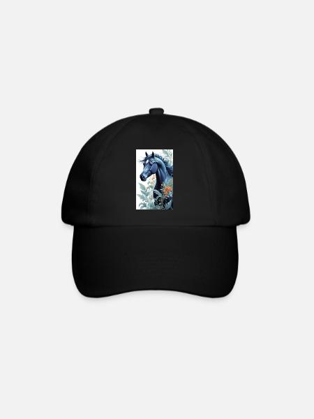 Pferd | reiten | Tier | Reittier | Bunt - Baseballkappe - Schwarz/Schwarz