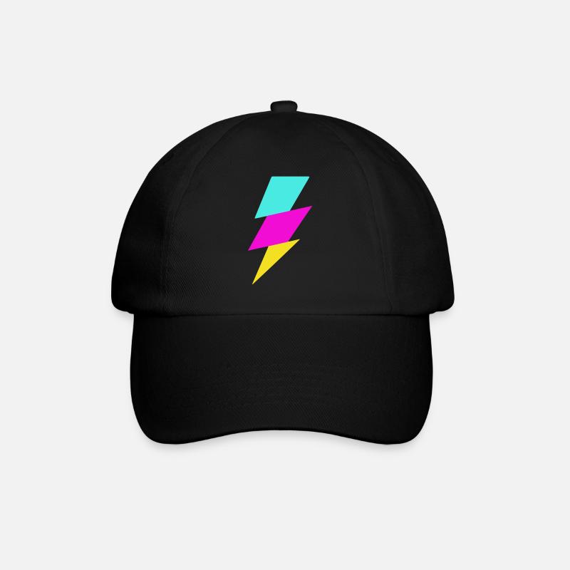 Abstrakter Strahl in Neonfarben - Baseballkappe - Schwarz/Schwarz