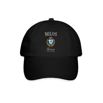 Milos Greece Coat of Arms Crown – Travel Souvenir - Baseball Cap - black/black - Front