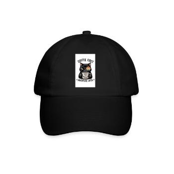 Kaffee zuerst, Abenteuer später Katze - Baseballkappe - Schwarz/Schwarz - Vorne