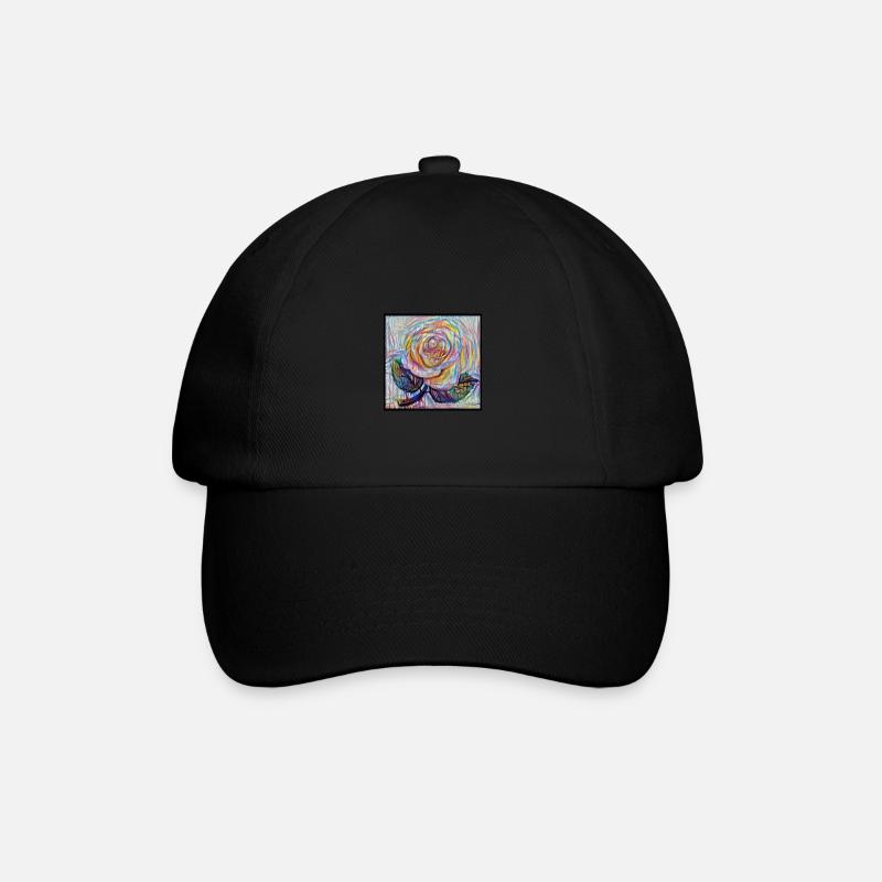 White rose - Baseball Cap - black/black