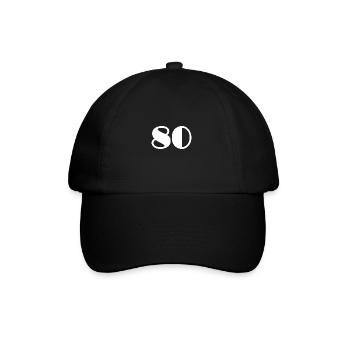 80. 80 YEARS. 80TH ANNIVERSARY. BIRTHDAY 80 YEARS. - Baseball Cap - black/black - Front