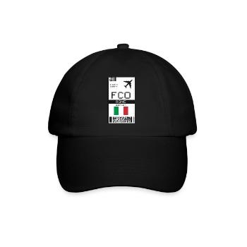 Bordkarte für Rom, Italien - FCO Flugticket - Baseballkappe - Schwarz/Schwarz - Vorne