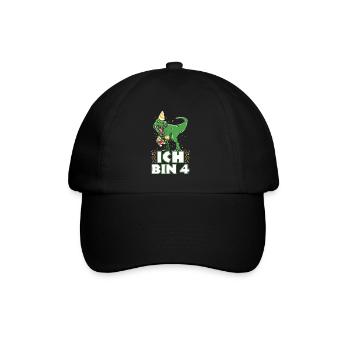 4 Jahre Alt Kindergeburtstag - 4. Geburtstag - Baseballkappe - Schwarz/Schwarz - Vorne