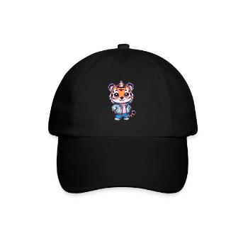 Tigre kawaii avec une jolie tenue de licorne - Casquette classique - noir/noir - Devant
