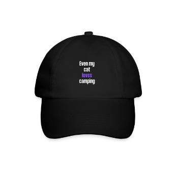 Even my cat loves camping - Baseball Cap - black/black - Front