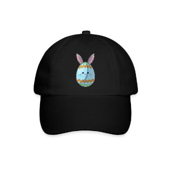 Osterei Ostern Hasenohren - Baseballkappe - Schwarz/Schwarz - Vorne