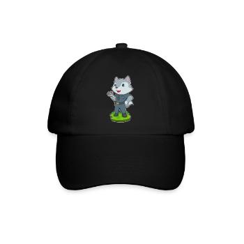 Wolf Polizist Handschellen Polizei - Baseballkappe - Schwarz/Schwarz - Vorne