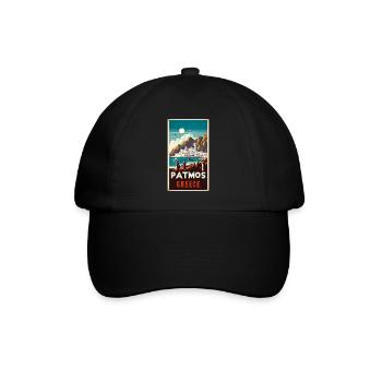 Patmos Greece vintage holiday design - Baseball Cap - black/black - Front