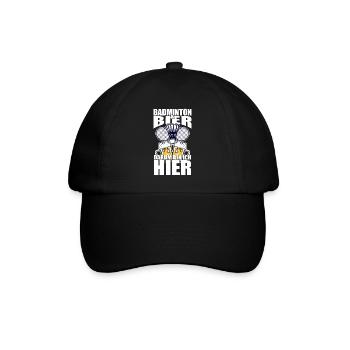 Lustiger Spruch Badminton Bier darum bin ich hier - Baseballkappe - Schwarz/Schwarz - Vorne