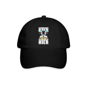 Lustiger Spruch Snowboard Bier darum bin ich hier - Baseballkappe - Schwarz/Schwarz - Vorne