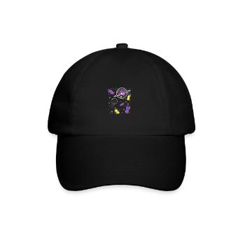 Nonbinary Pride Katze im Weltraum - Baseballkappe - Schwarz/Schwarz - Vorne