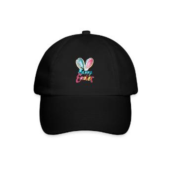 Frohe Ostern Hasenohren Bunter Frühling für - Baseballkappe - Schwarz/Schwarz - Vorne
