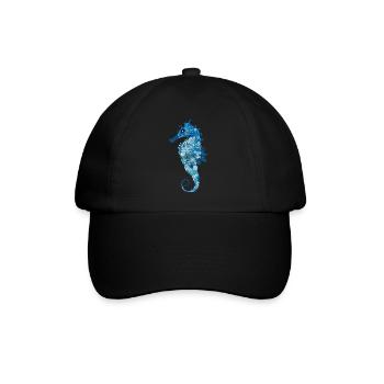 Seahorse with corals, shells and sea anemones - Baseball Cap - black/black - Front