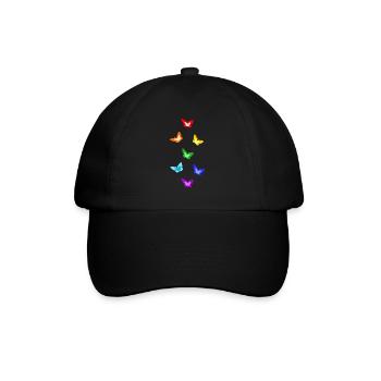 rainbow butterflies; Regenbogen-Schmetterlinge - Baseballkappe - Schwarz/Schwarz - Vorne