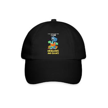Drache Drache und Buch Drachenliebhaber Geschenk - Baseballkappe - Schwarz/Schwarz - Vorne