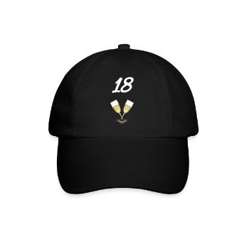 geburtstagsmotiv 18, Sektgläser farbig - Baseballkappe - Schwarz/Schwarz - Vorne