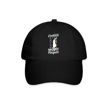 Einhorn Pinguin - Baseballkappe - Schwarz/Schwarz - Vorne