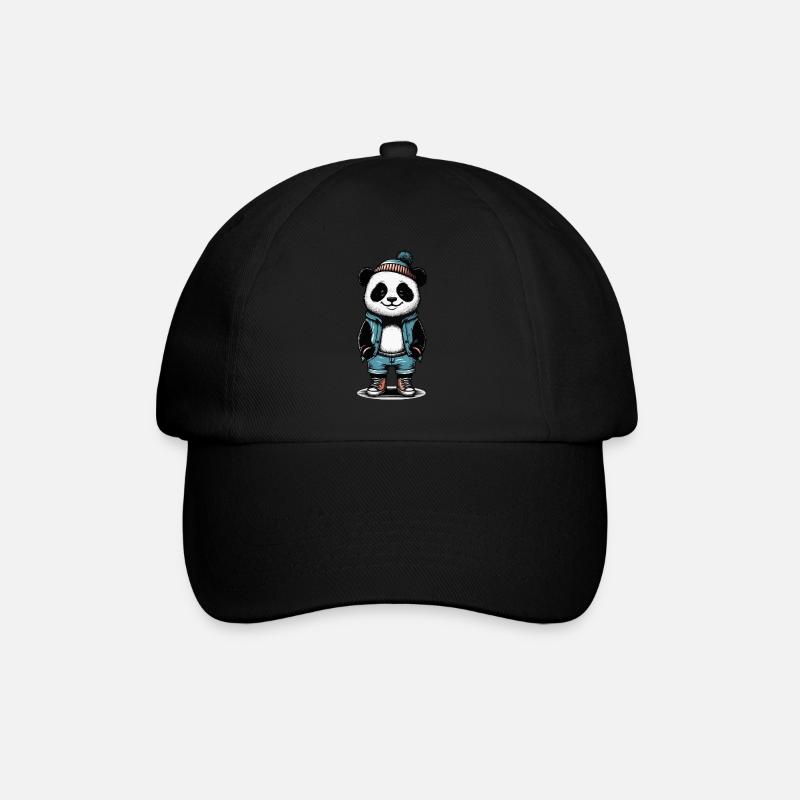 Cooler Panda - Baseballkappe - Schwarz/Schwarz