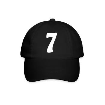 Sieben: Minimalistische Ziffer 7 | Siebter - Baseballkappe - Schwarz/Schwarz - Vorne